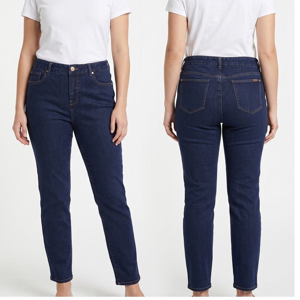 Chico's So Slimming Girlfriend Ankle Pant 1.5 Medium 10 Blue Denim